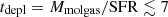 $ t_{\mathrm{depl}} = M_{\mathrm{molgas}}/\rm SFR \lesssim 7 $