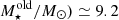 $ M_{\star}^{\mathrm{old}}/M_{\odot}) \simeq 9.2 $