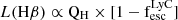$ L(\rm H\beta) \propto Q_{\mathrm{H}} \times [1-f_{\mathrm{esc}}^{\mathrm{LyC}}] $