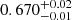$ 0.670^{+0.02}_{-0.01} $