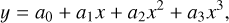 $\[y=a_{0}+a_{1} x+a_{2} x^{2}+a_{3} x^{3},\]$