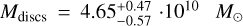 $\[M_{\text {discs }}=4.65_{-0.57}^{+0.47} \cdot 10^{10} ~M_{\odot}\]$