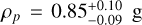 ${\rho _p} = 0.85_{ - 0.09}^{ + 0.10}{\rm{g}}$