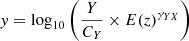 $ y = \log_{10} \left( \frac{Y}{C_Y} \times E(z)^{\gamma_{YX}} \right) $