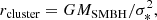 $$ \begin{aligned} r_{\rm cluster} = G M_{\rm SMBH}/{\sigma _*^2}, \end{aligned} $$