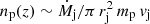 $ n_{\mathrm{p}}(z)\sim \dot{M}_{\mathrm{j}}/\pi\, r^2_{\mathrm{j}}\, m_{\mathrm{p}}\,v_{\mathrm{j}} $