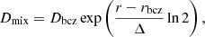 $$ \begin{aligned} D_\mathrm{mix} =D_\mathrm{bcz} \exp \left(\frac{r-r_\mathrm{bcz} }{\Delta }\ln 2\right) ,\end{aligned} $$