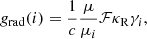 $$ \begin{aligned} g_\mathrm{rad} (i) = \frac{1}{c}\frac{\mu }{\mu _i}\mathcal{F} \kappa _\mathrm{R} \gamma _i ,\end{aligned} $$