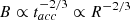$ B \propto t_{acc}^{-2/3} \propto R^{-2/3} $