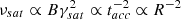 $ \nu_{sat} \propto B \gamma_{sat}^2 \propto t_{acc}^{-2} \propto R^{-2} $