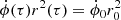 $$ \begin{aligned} \dot{\phi }(\tau ) r^2(\tau )&= \dot{\phi }_0 r^2_0 \end{aligned} $$