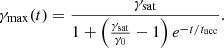 $$ \begin{aligned} \gamma _{\max } (t) = \frac{\gamma _{\rm sat}}{1+\left(\frac{\gamma _{\rm sat}}{\gamma _0}-1\right) e^{-t/t_{\rm acc}}}. \end{aligned} $$