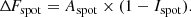 $$ \begin{aligned} \Delta \!F_{\rm spot} = A_{\rm spot} \times (1 - I_{\rm spot}). \end{aligned} $$