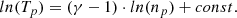 $$ \begin{aligned} ln(T_{p}) = (\gamma - 1)\cdot ln(n_{p}) + const. \end{aligned} $$