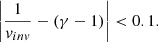 $$ \begin{aligned} \left| \frac{1}{v_{inv}} - \left( \gamma -1\right)\right|<0.1. \end{aligned} $$