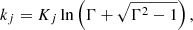 $$ \begin{aligned} k_j=K_j\ln \left(\Gamma +\sqrt{\Gamma ^2-1}\right), \end{aligned} $$