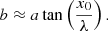 $$ \begin{aligned} b\approx a\tan \left(\frac{x_0}{\lambda }\right). \end{aligned} $$