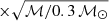 $ \times \sqrt{ \mathcal{M} / 0.3\,\mathcal{M}_{\odot}} $