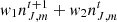 $ w_1n^{t+1}_{J, m} + w_2n^t_{J, m} $