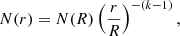 $$ \begin{aligned} N(r) = N(R)\left( \frac{r}{R}\right)^{-(k-1)} ,\end{aligned} $$