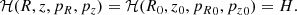 $$ \begin{aligned} \mathcal{H} (R, z, p_R, p_z) = \mathcal{H} (R_0, z_0, {p_R}_0, {p_z}_0) = H. \end{aligned} $$