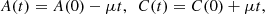 $$ \begin{aligned} A(t) = A(0) - \mu t, \,\,\, C(t) = C(0) + \mu t, \end{aligned} $$