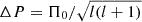 $ \Delta P = \Pi_0/\sqrt{l(l+1)} $
