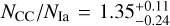 ${N_{{\rm{CC}}}}/{N_{{\rm{Ia}}}} = 1.35_{ - 0.24}^{ + 0.11}$