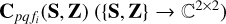 ${{\bf{C}}_{pq{f_i}}}({\bf{S}},{\bf{Z}})(\left\{ {{\bf{S}},{\bf{Z}}} \right\} \to {^{2 \times 2}}$
