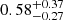 $ 0.58^{+0.37}_{-0.27} $