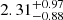 $ 2.31^{+0.97}_{-0.88} $
