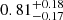 $ 0.81^{+0.18}_{-0.17} $