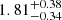 $ 1.81^{+0.38}_{-0.34} $