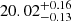 $ 20.02^{+0.16}_{-0.13} $