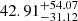 $ 42.91^{+54.07}_{-31.12} $