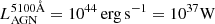 $ L_{\mathrm{AGN}}^{5100 {{\AA}}}=10^{44}\, {\mathrm{erg}\,{\mathrm{s}}^{-1}}=10^{37}{\mathrm{W}} $