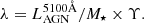 $$ \begin{aligned} \lambda = L_{\mathrm{AGN}}^{5100 {{\AA }}} / M_\star \times \Upsilon . \end{aligned} $$
