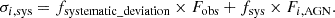 $$ \begin{aligned} \sigma _{i,\mathrm{sys} } = f_\mathrm {systematic\_deviation} \times F_\mathrm{obs} + f_\mathrm{sys} \times F_{i,\mathrm{AGN} }. \end{aligned} $$