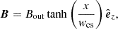 $$ \begin{aligned} \boldsymbol{B} = B_{\mathrm{out}} \tanh \left(\frac{x}{{ w}_{\rm cs}}\right) \hat{\boldsymbol{e}}_z, \end{aligned} $$