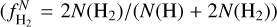 $\[(f_{\mathrm{H}_{2}}^{N}=2 N(\mathrm{H}_{2}) /(N(\mathrm{H})+2 N(\mathrm{H}_{2}))\]$