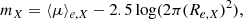 $$ \begin{aligned} m_{X} = {\langle \mu \rangle _{e,X}} - 2.5\log (2\pi (R_{e,X})^2) ,\end{aligned} $$