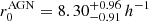 $ r_0^{\mathrm{AGN}} = 8.30^{+0.96}_{-0.91}\,h^{-1} $