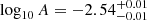 $ \log_{10} A = -2.54^{+0.01}_{-0.01} $