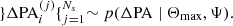 $$ \begin{aligned} \{ \Delta \mathrm{PA}_i^{(j)}\} _{j=1}^{N_s} \sim p(\Delta \mathrm{PA}\mid \Theta _{\rm max}, \Psi ) . \end{aligned} $$