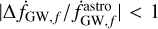 $\[|\Delta \dot{f}_{\mathrm{GW}, f} / f_{\mathrm{GW}, f}^{\text {astro }}|<1\]$