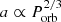 $ a \propto P_{\mathrm{orb}}^{2/3} $