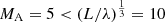 $ M_{\mathrm{A}} = 5 < (L/\lambda)^{\frac{1}{3}} = 10 $