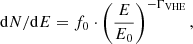 $$ \begin{aligned} \mathrm{d} N/\mathrm{d} E=f_0\cdot \left( \frac{E}{E_0} \right)^{-\Gamma _{\mathrm{VHE} }}, \end{aligned} $$