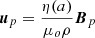 $$ \begin{aligned}&\boldsymbol{u}_p = \frac{\eta (a)}{\mu _o \rho }\boldsymbol{B}_p \end{aligned} $$