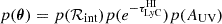 $ p({\boldsymbol{\theta}}) = p(\mathcal{R}_{\mathrm{int}})p(e^{-\tau^{\mathrm{HI}}_{\mathrm{LyC}}})p(A_{\mathrm{UV}}) $
